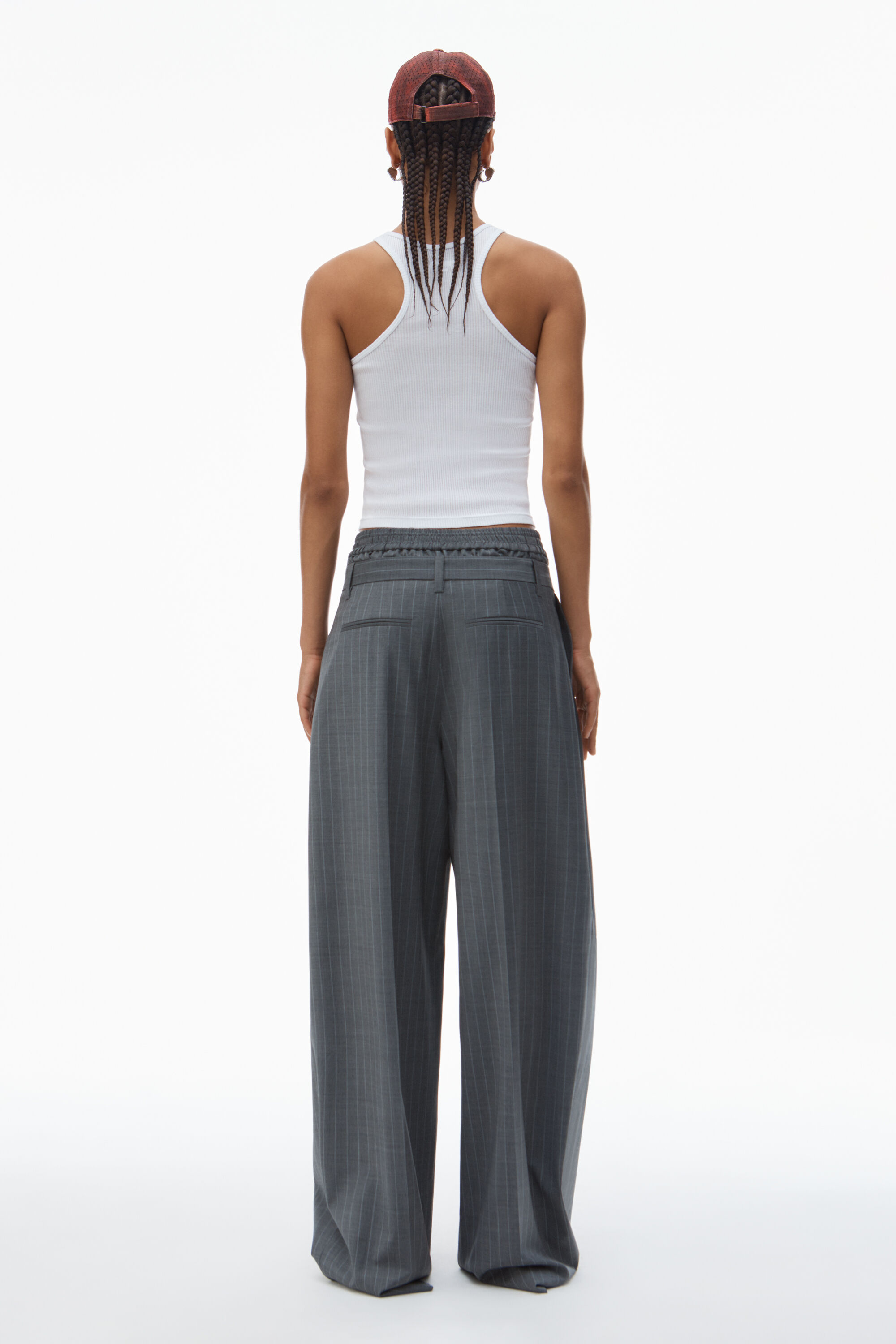 Pre-Styled Pleated Trouser with Boxer Waistband in GREY