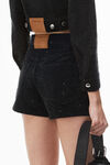 Alexander Wang washed black shorty high-rise short in crystal hotfix denim