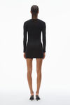 Alexander Wang black crystal hotfix long-sleeve loungewear minidress