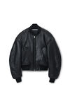 Alexander Wang black cropped bomber jacket in primal lambskin leather