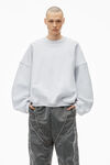 Alexander Wang light heather grey 徽标刺绣的超大号圆领棉衣
