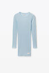 alexander wang 罗纹棉长袖圆领连衣裙 blue pearl