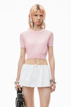 Alexander Wang pink chalk logo-embossed tee in superfine merino wool