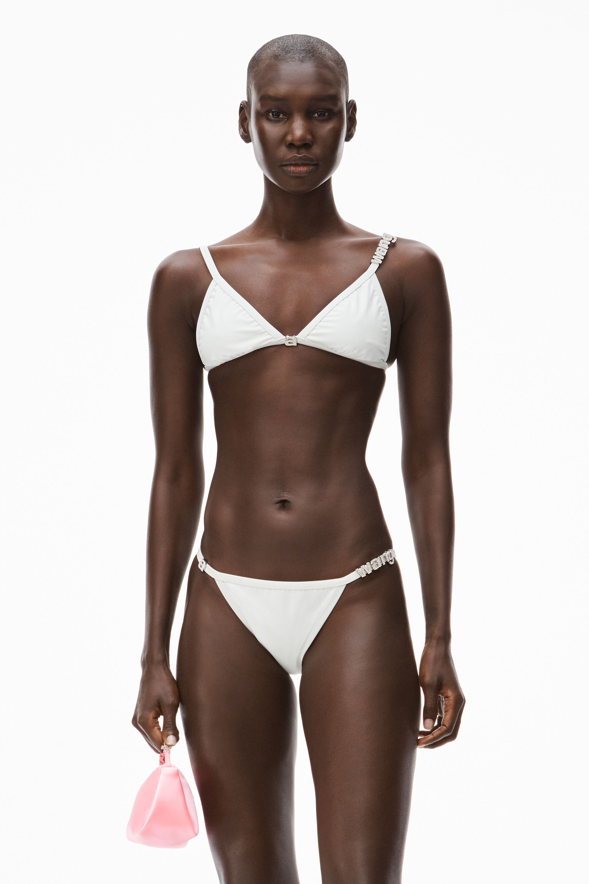 DIAMANTE LOGO BIKINI TOP IN JERSEY