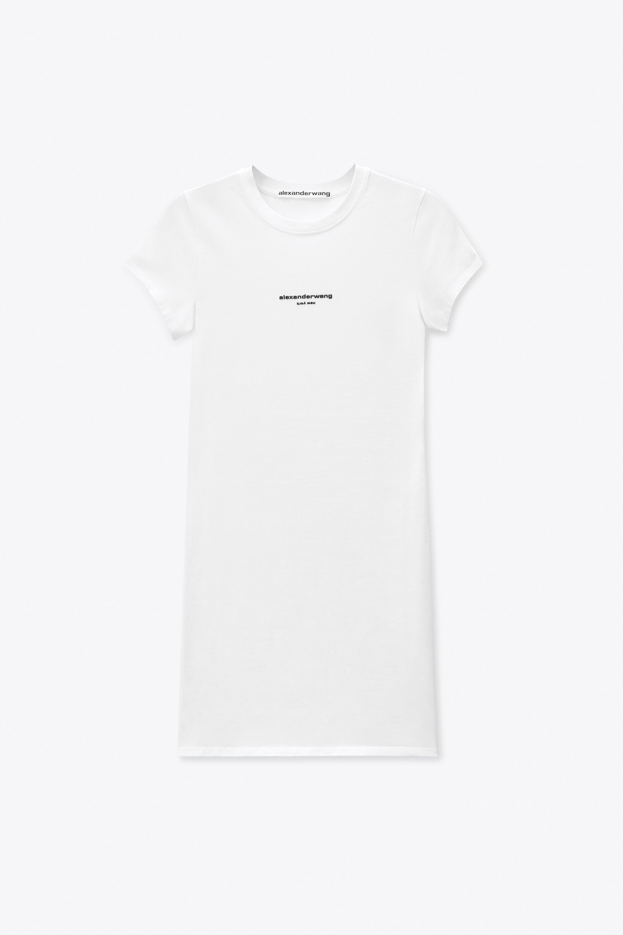 LOGO FITTED SHORT SLEEVE MINI DRESS in WHITE | alexanderwang®