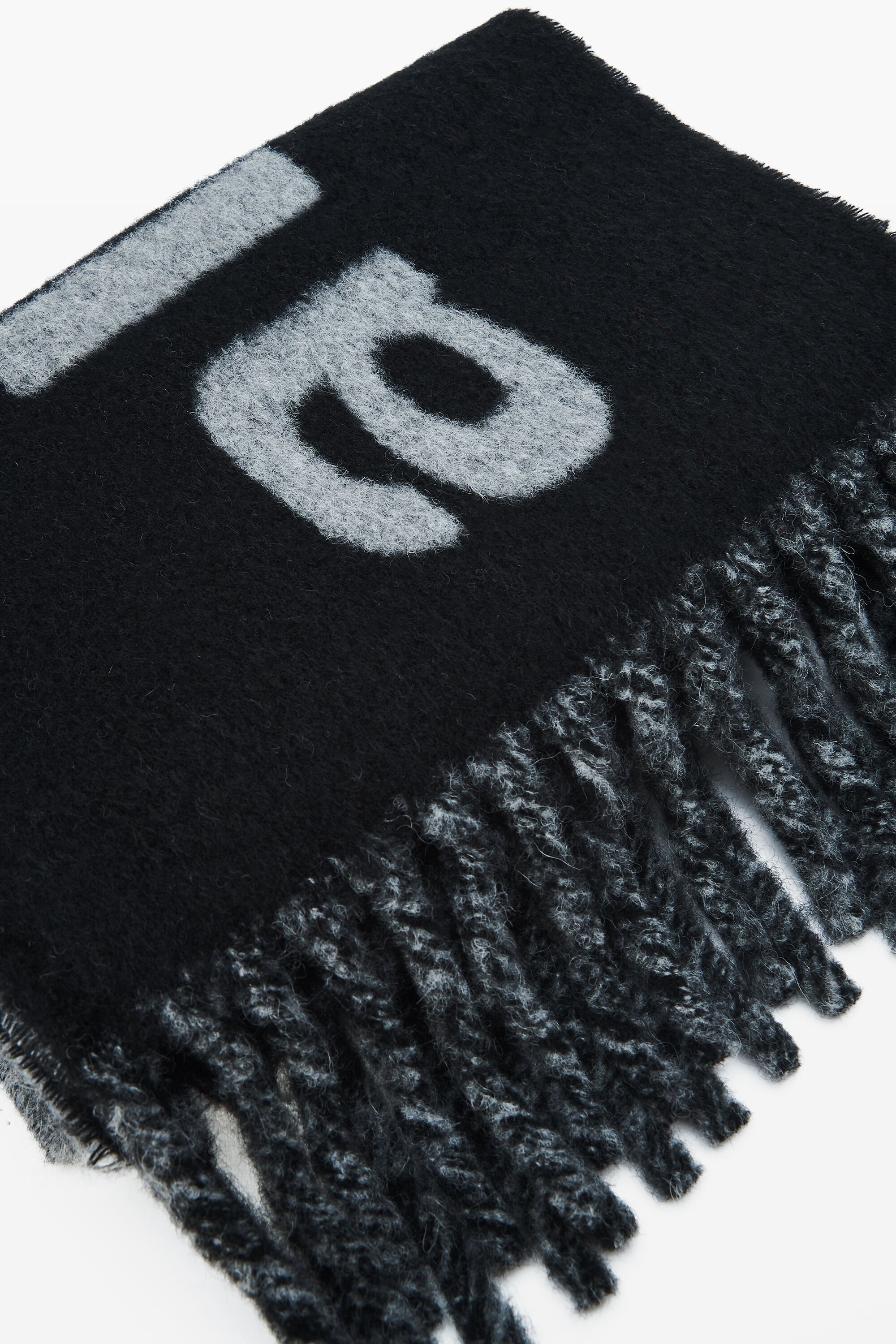 Jacquard Logo Scarf in Alpaca-Wool Blend in BLACK/GREY