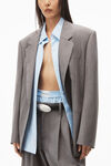 alexander wang combo collared blazer in wool blend grey