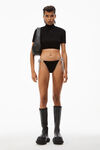 alexander wang short sleeve turtleneck in bodycon nylon black