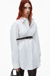 alexander wang button down belted tunic in cotton white