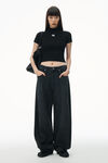 Alexander Wang black logo patch mockneck top in bodycon knit