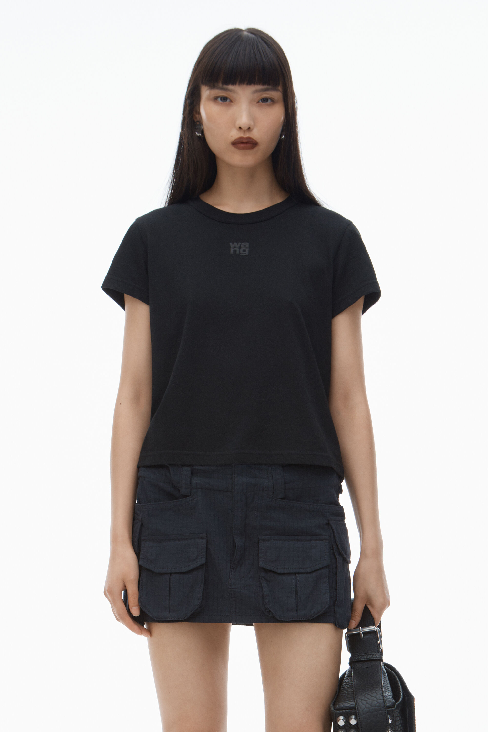 ALEXANDER WANG ESSENTIAL SHRUNK TEEロゴ シュランケン Tシャツ ALEXANDER WANG ESSENTIAL SHRUNK TEEロゴ シュランケン Tシャツ