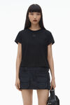 Alexander Wang black 徽标装饰棉质平纹针织布紧身 t 恤