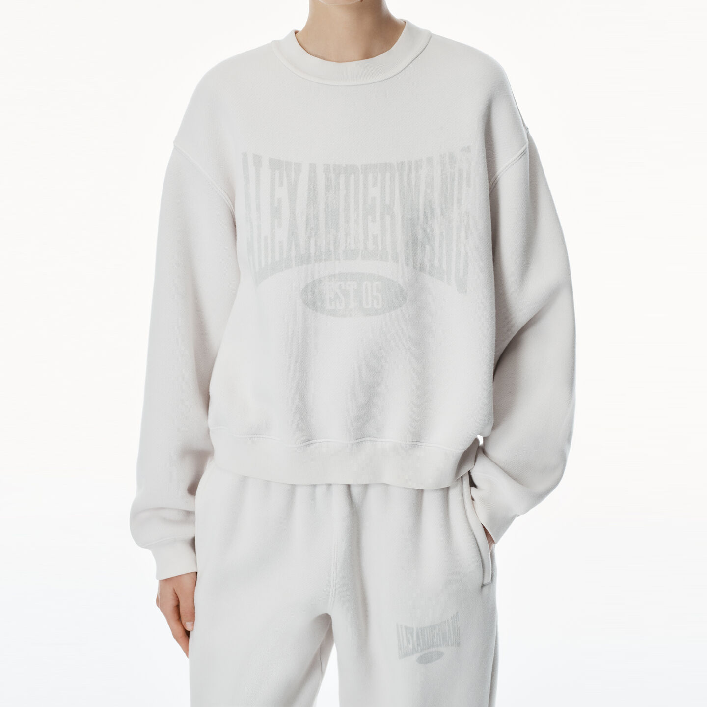 Alexander Wang Distressed Logo Sweatshirt In Dirty White