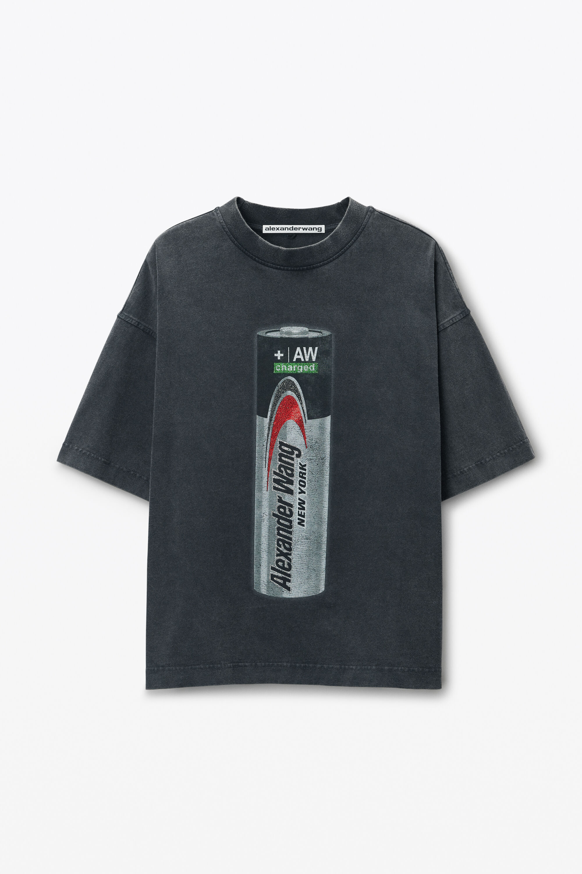 【関税&送料込】Alexander Wang T-Shirt With 00 Graphic Men's Logo Tee in Cotton Jersey in VINTAGE GREY | alexanderwang®
