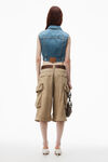 alexander wang shrunken trucker vest in denim vintage medium indigo