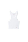 Alexander Wang white crystal hotfix cropped racer tank tee