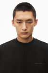 Alexander Wang black puffed logo muscle tank top in cotton