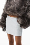 alexander wang mini skirt in classic terry ith logo waistband light heather grey
