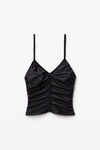 alexander wang ruched crop cami in spandex jersey black