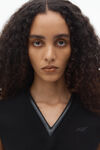 Alexander Wang black logo-knit vest with leather tubular trim