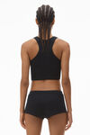 Alexander Wang black crystal hotfix cropped racer tank tee