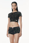 Alexander Wang washed black multi 花卉图案罗纹棉质婴儿 t 恤