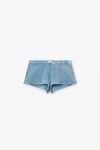 Alexander Wang washed blue boy short in waffle-knit cotton stretch