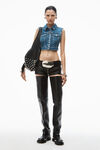 Alexander Wang deep blue cropped trucker vest in comfort-stretch denim