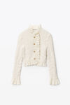 alexander wang ruffle jacket in smocked jersey vintage white