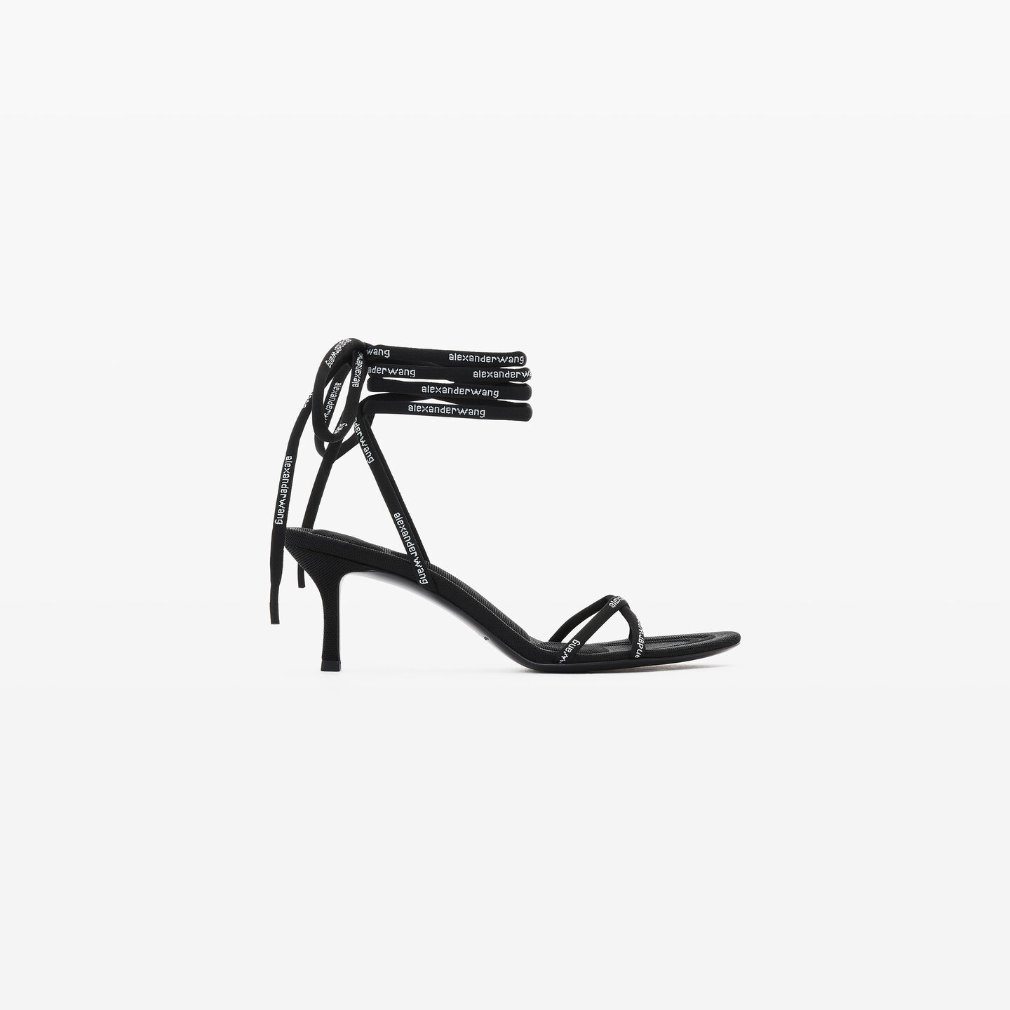 Alexander Wang Helix 65 Strappy Mid Heel Sandal In Black
