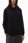 Alexander Wang black ユニセックス ディストレストロゴ コットンジャージー ロングスリーブ tシャツ