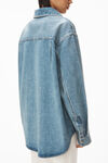 alexander wang 牛仔布透明烫钻加大版型衬衫 vintage light indigo
