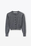 alexander wang 超细美利奴羊毛徽标短款开衫 charcoal melange
