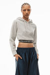 alexander wang long-sleeve hoodie in stretch corduroy heather grey