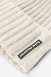 Alexander Wang ivory ribbed beanie with logo flag tag