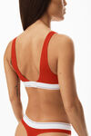 alexander wang thong in ribbed jersey red