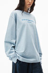 alexander wang t-shirt a maniche lunghe con logo imbottito in jersey compatto light blue heather