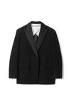 alexander wang double-breasted tuxedo blazer in denim washed black