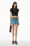 alexander wang asymmetric bikini layer mini skirt in denim vintage light indigo