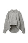 alexander wang drape back pullover in wool grey mouline