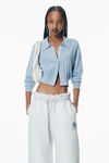Alexander Wang sky blue high-frequency stacked logo cardigan in merino wool
