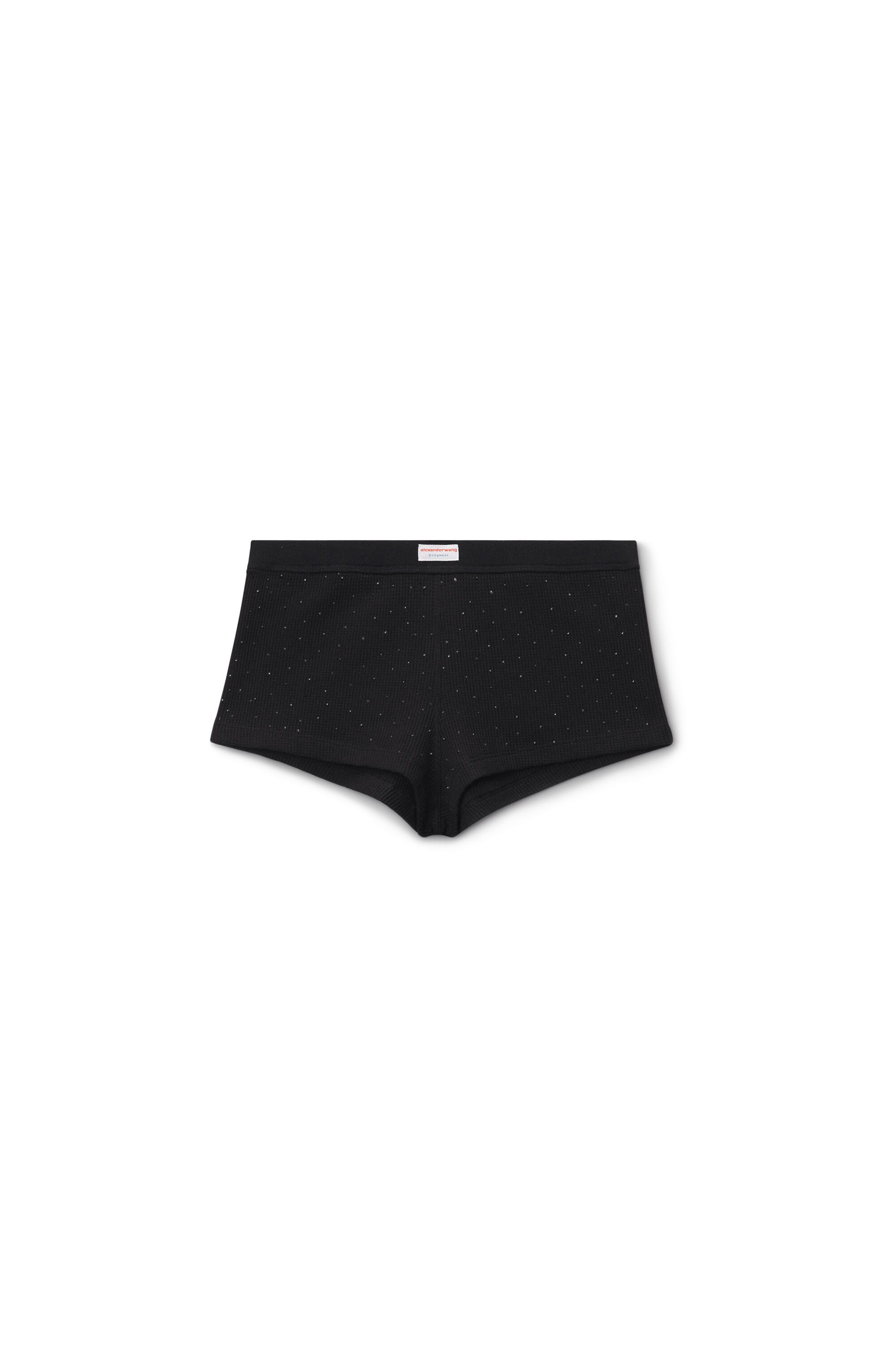 Crystal Hotfix Short in Waffle Knit in BLACK | alexanderwang®