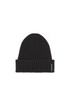 Alexander Wang black ribbed beanie with logo flag tag
