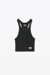 Alexander Wang washed black cropped racer tank in ribbed cotton