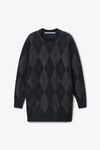 Alexander Wang graphite crystal hotfix argyle wool-blend dress