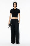 Alexander Wang black black wool short sleeve polo cardigan
