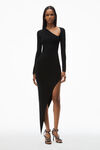 Alexander Wang black asymmetric long-sleeve bodycon midi dress