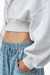 alexander wang cropped zip up hoodie in classic terry light heather grey