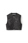 alexander wang 精裁短款机车皮革背心 black