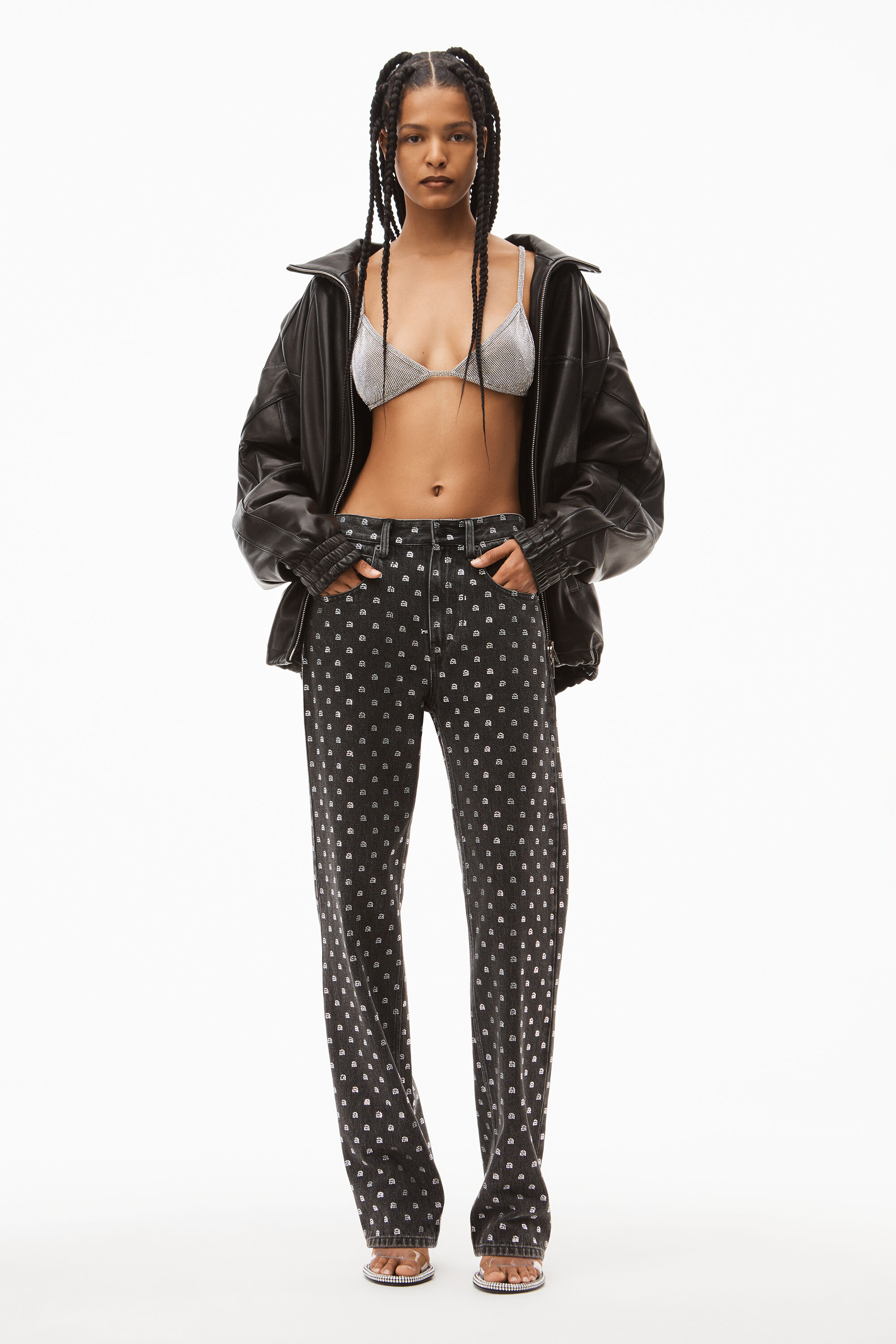 alexanderwang CRYSTAL A MIDRISE JEAN IN DENIM GREY AGED 